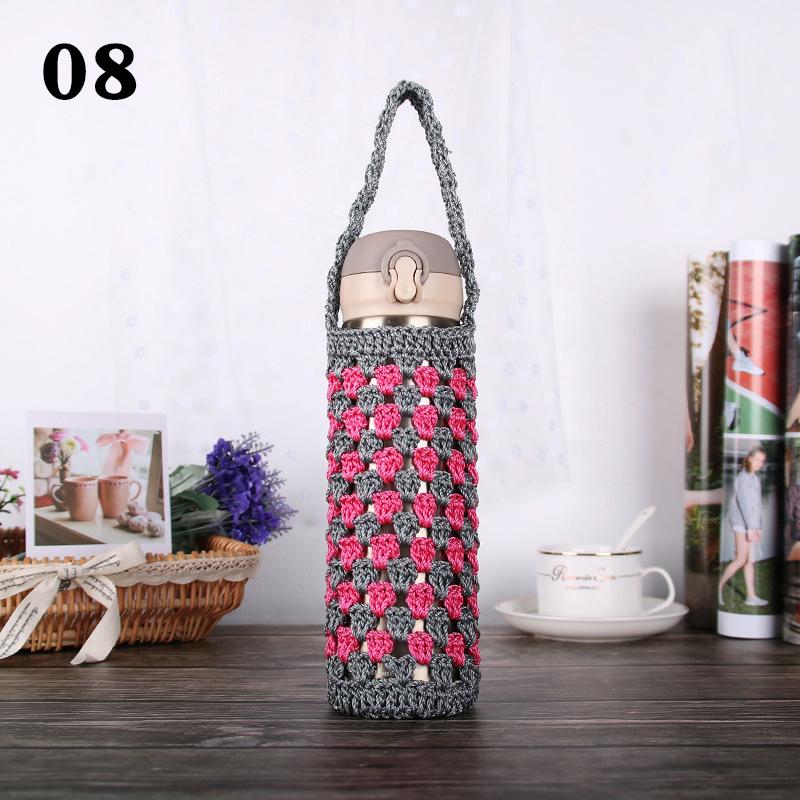Funda portátil para termo con asa de 400-600 ml, funda para botella de agua de ganchillo, estuche para botellas de agua de punto, bolsa de almacenamiento.