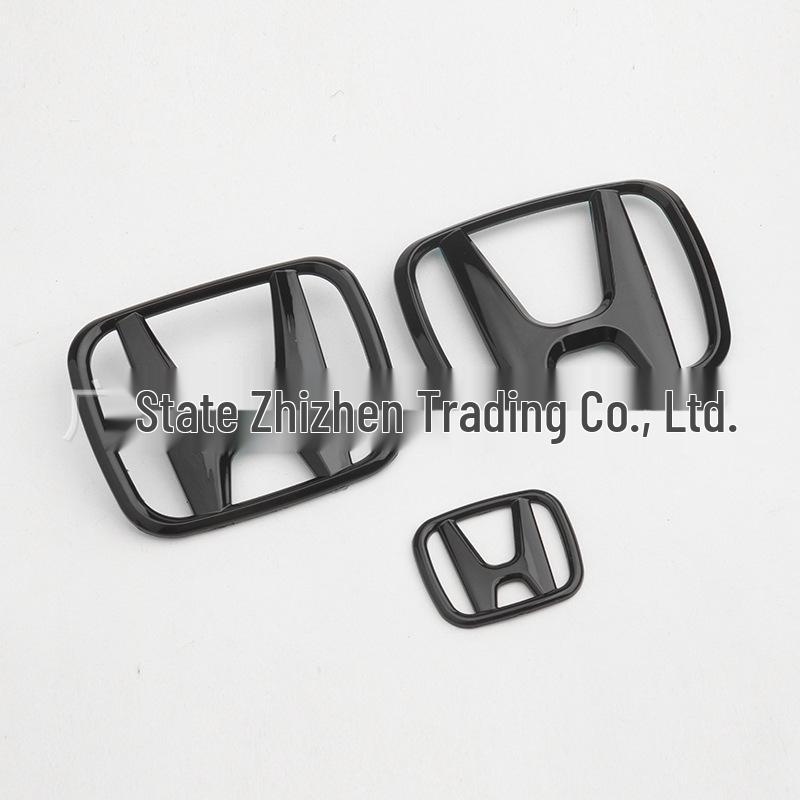 Honda Civic Gen 11 Black Warrior Grille, Tail Emblem, Steering Wheel & Rear Emblem Stickers.