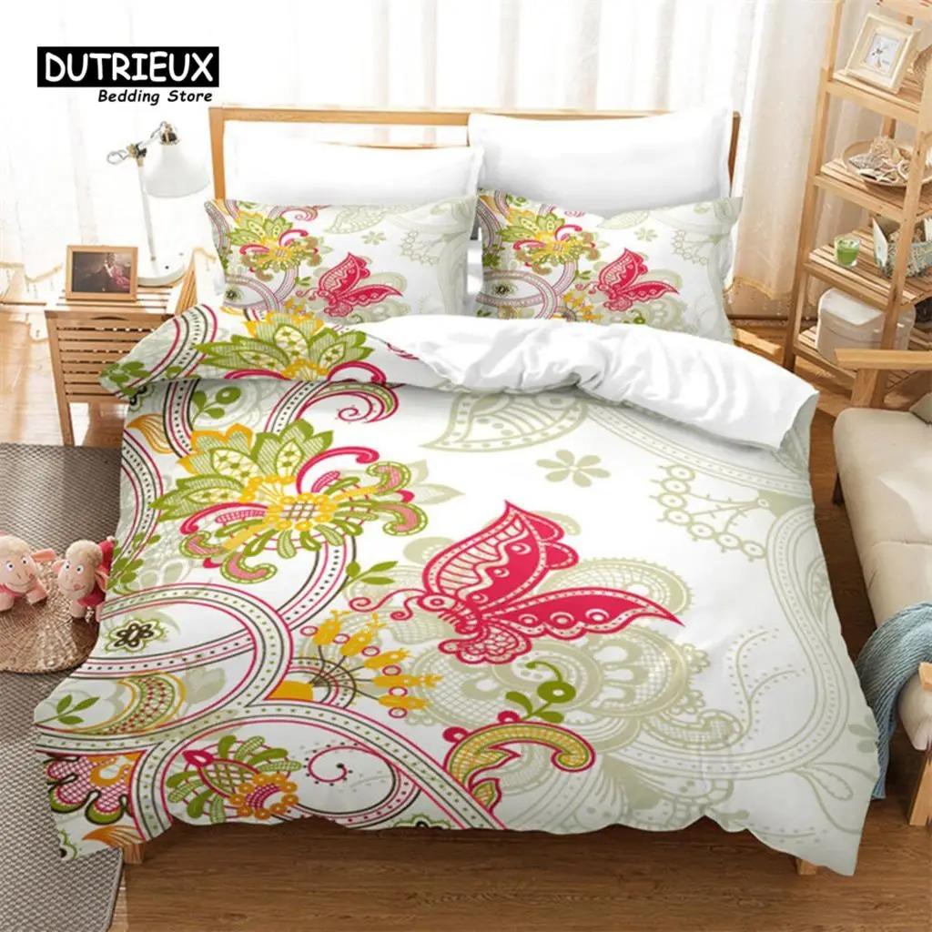 

Mandala Quilt Cover Geometric Floral Printed Style Bed Ensemble Queen Dimension Size Bohemian Style Style Pillowcases Kids-oriented Adults Bedroom EU Single 135x200cm