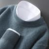 Herren Pullover aus reiner Wolle, schwer, Rundhalsausschnitt, lockere Passform, warm, einfarbig, ideale Basisschicht für Herbst/Winter.