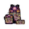 Tarotkarten Aufdruck Dreiteiliges Rucksack-Set für Jungen und Mädchen Beste Geschenke 2D Flache Cartoon Schultasche für Kinder
