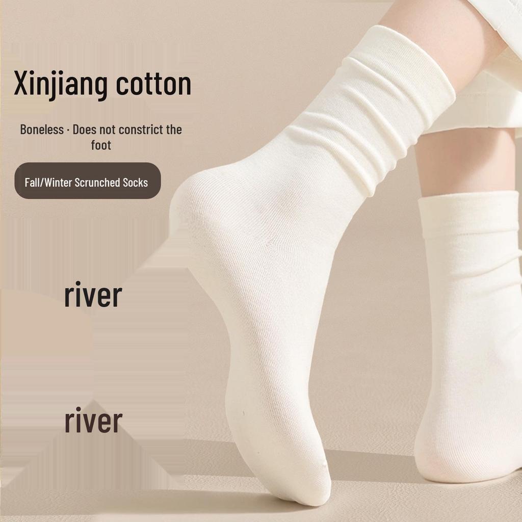 Xinjiang Cotton Seamless Maternity Socks: Odor-Resistant Mid-Calf Socks for Women - Essential, Versatile, Ideal for Autumn and Winter