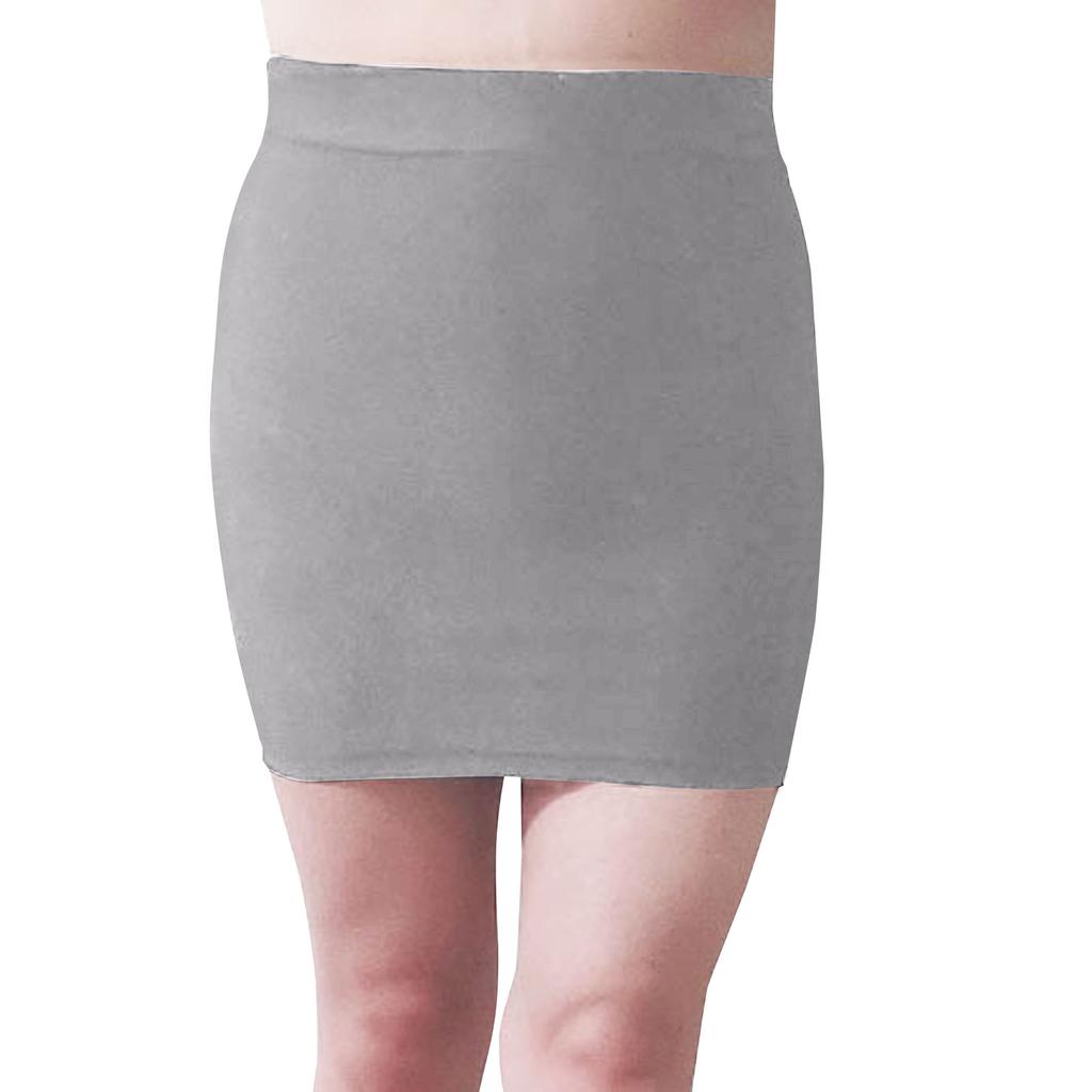 Women's Fashion Solid Color Sexy  Fluorescence Smooth Elastic Waist Hip-wrap Short Skirt