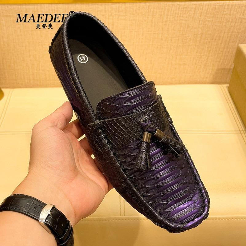 MAEDEF Loafers Man Shoes Handmade PU Leather Men Casual Shoes Brand Mens Breathable Slip on Male Driving Shoes Plus Size 38-48