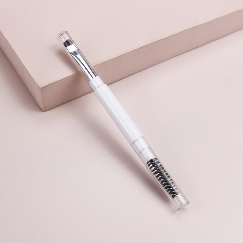 

Портативная двойная кисть для бровей, спиральная кисть, кисть для подводки глаз с крышкой, кисть для макияжа, инструмент для наращивания бровей OPP белый