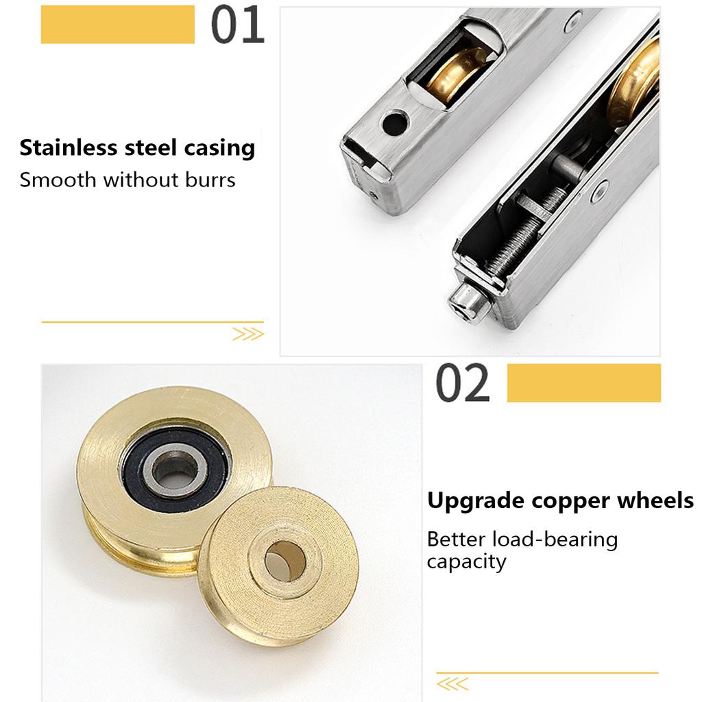 Terrassedør Rullemontasje Kraftig Tandem Erstatning Aluminium & Messing Skyve Terrassedør Rullemontasje for Hjem