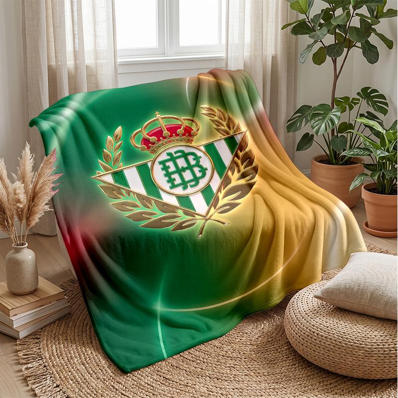 Real Betis Football Print Flannel Blanket, Soft Warm Lightweight Throw Blanket for Sofa Bed Camping