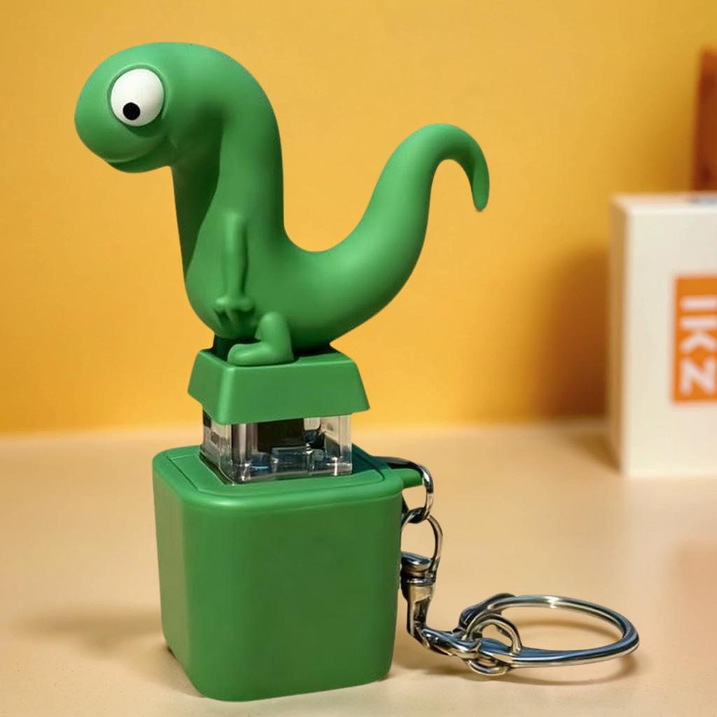 Lustiger Eidechsen-Knopf-Sound-Schlüsselanhänger Wiederaufladbarer Fidget-Clicker Klickender Knopf-Sound-Schlüsselanhänger mit LED-Licht Zur Stressbewältigung