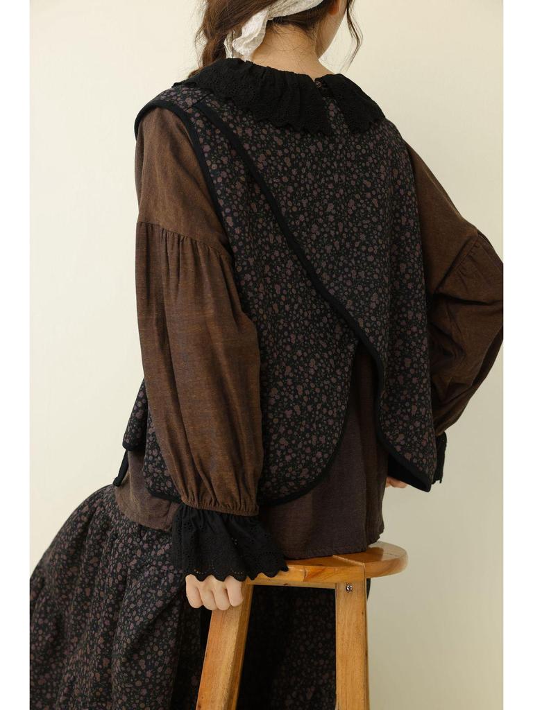 Mori-stil Retro Blommig Dubbellagers Väst med Midi Tårtkjol - Damernas Mångsidiga 2025 Vardagskläder Set