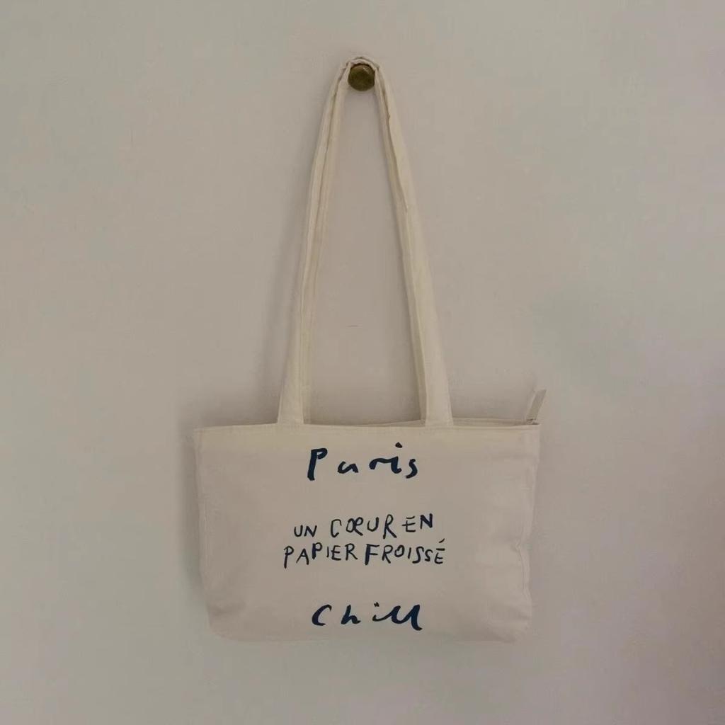 Lazy wind simple commuter handbag niche retro red letter canvas bag women's shoulder armpit bag