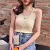 Verano Mujer sin tirantes Color sólido todo fósforo Retro corto ajustado camiseta sin mangas suéter de punto Casual