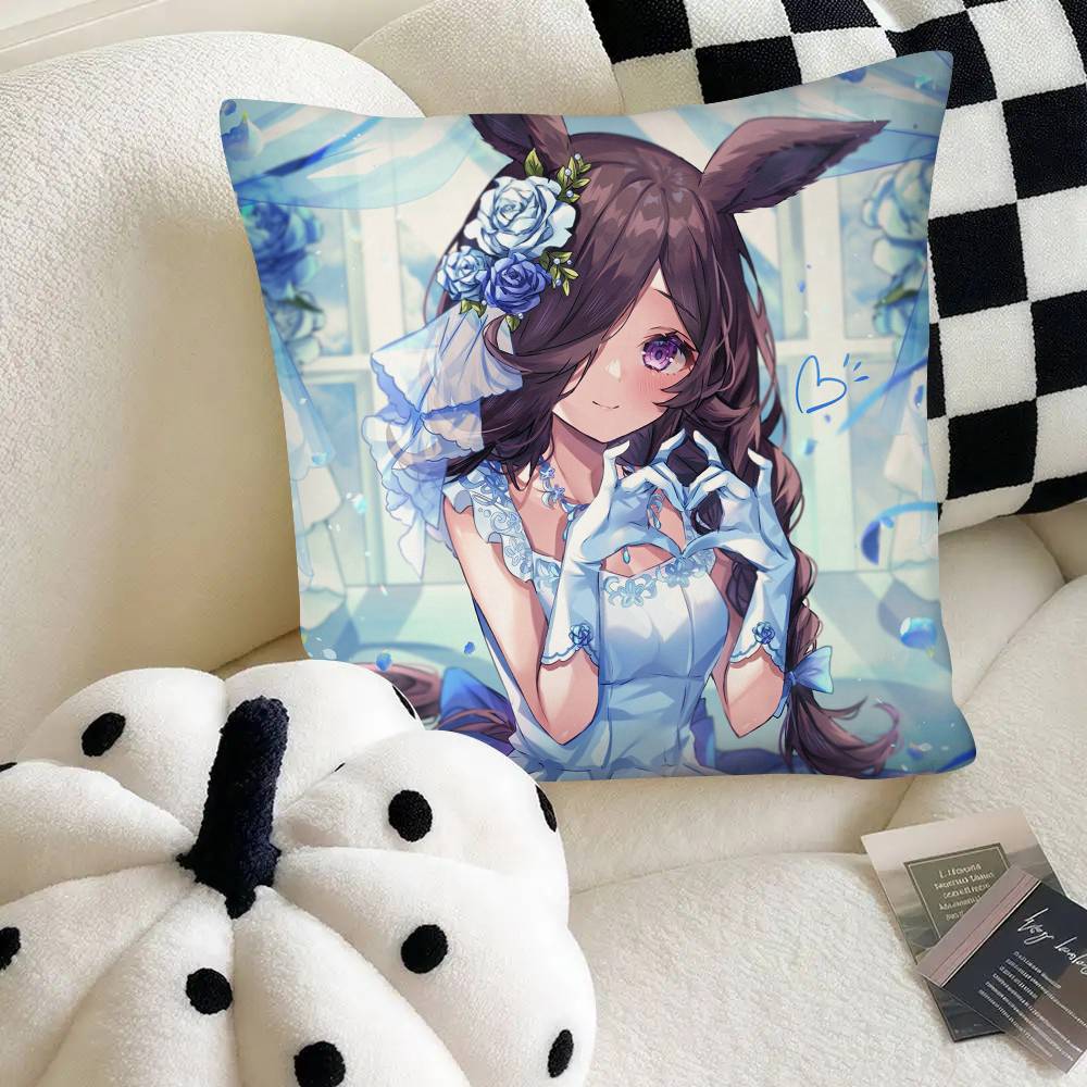Rice Shower Hot Anime Umamusume Pillow Case Square Pillow Bedroom Sofa Leisure Comfort Cushion Car Home Decoration