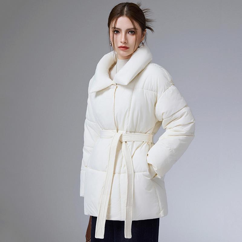 Winter new cotton-padded clothes, stand-up collar belt, thin women's loose and versatile cotton-padded jackets, fashionable cotton-padded clothes, wom