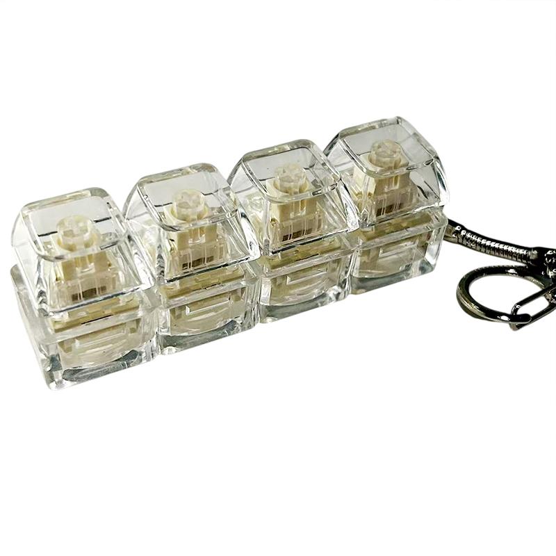 Led Keyboard Key Chain Toy 4 Keys Mechanical Keyboard Axis Tester Button Keycap Finger Keyboard Cap Toy Decompression Press Tool