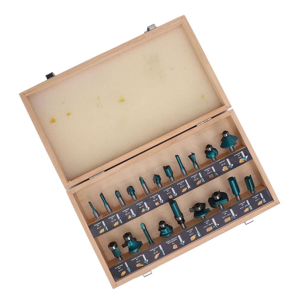 20PCS Carbide Router Bits Woodworking Milling Cutter Tongue and Groove Bit Set for Trimming