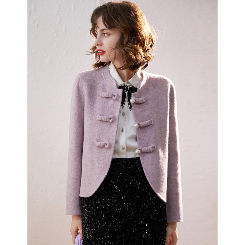 Women's Retro Chinese Style Frog Button Double-faced Wool Coat