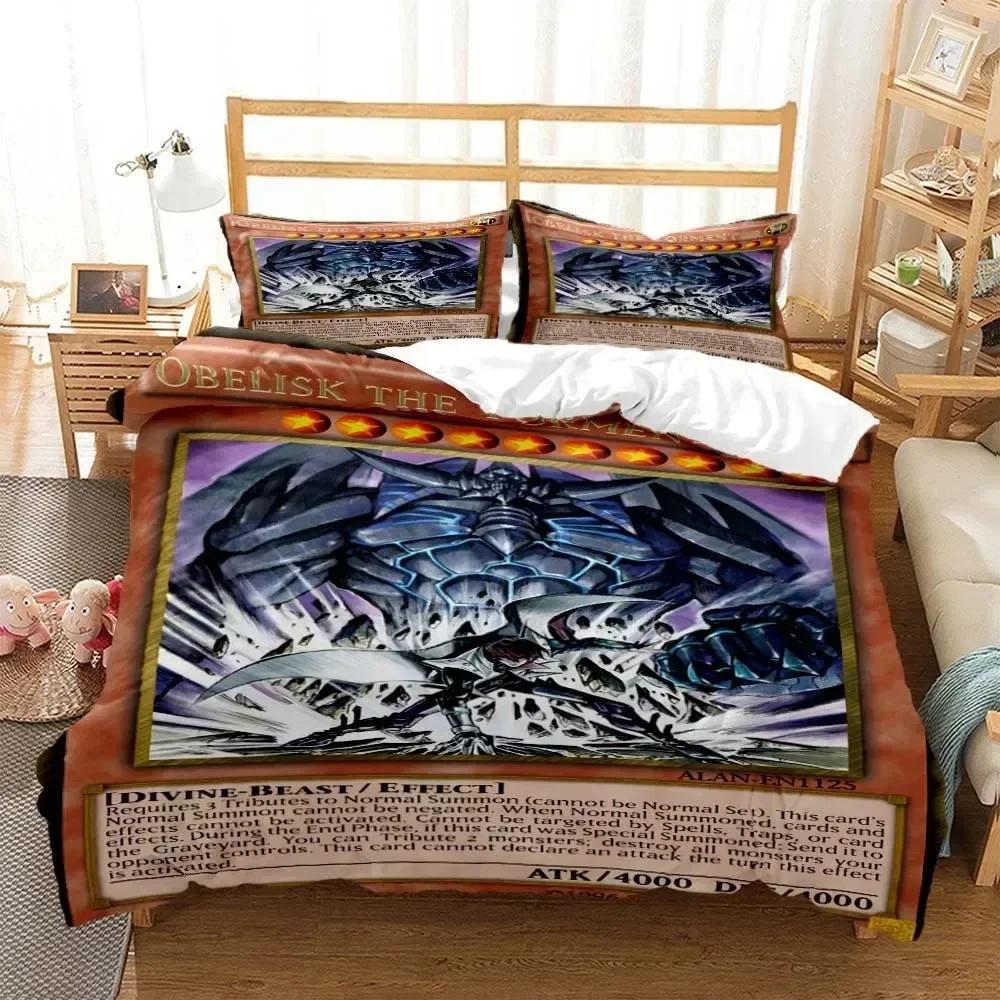 3D-Druck Anime Yu-Gi-Oh Spielkarte Bequeme Bettdecke Bettbezug Kissenbezug Bettwäsche-Set Kinderzimmer Dekoration Heimtextilien