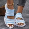 Fashion Fashion Striped Knitted Sports Sandals for Women Thick Sole Casual Wedge Sandals Woman 2025 Summer Comfortable Walking Sandalias