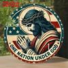 Metal Wall Sign Jesus Religious Patriotic Aluminum Poster for Home Outdoor