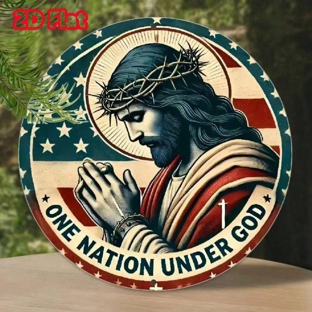 Metal Wall Sign Jesus Religious Patriotic Aluminum Poster for Home Outdoor