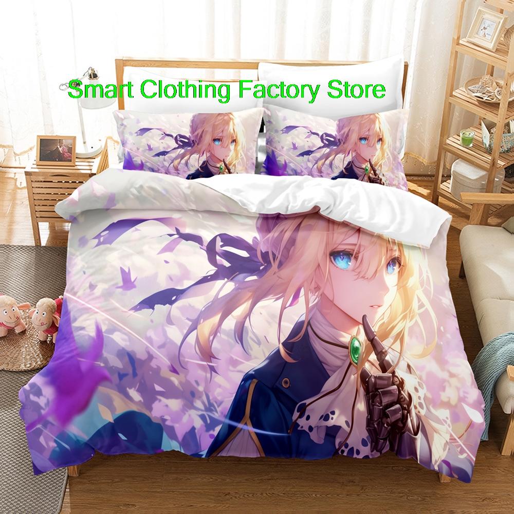Comforter Single Twin Full Queen King Size Bed Set Teenagers Bedroom s Fashion Bed Violet Evergarden Bedding Set