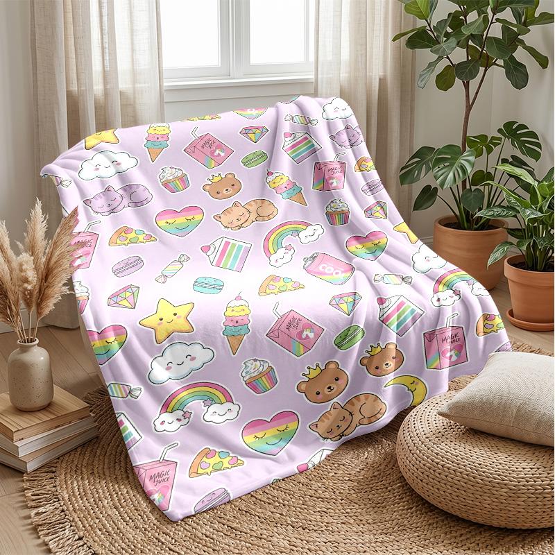 Cute Rabbit on Moon blanket Personalized Name Flannel Blanket Soft Cozy Plush Throw for Sofa Bed Lightweight Home Decor