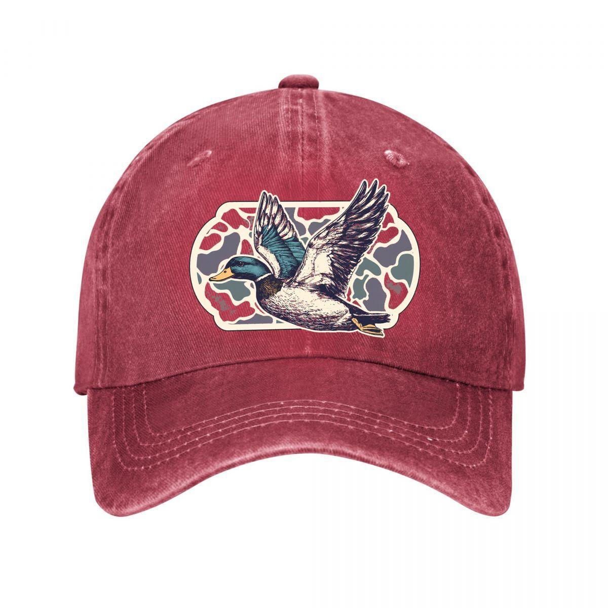 Vintage Flying Mallard Duck Wildlife Illustration Graphic Washed Baseball Cap Outdoor For Womens Unisex FeUnisex One Size