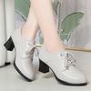 2026 new women's shoes spring and autumn single shoes women's high heels sub-lace-up women's leather shoes