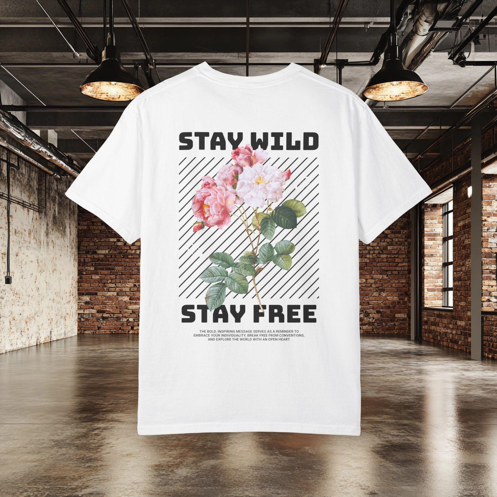 Stay Wild Stay Free Shirt, Floral Graphic Tee, Boho Aesthetic Shirt, Inspirational Quote Tee, Nature Lover Shirt, Gift for Her 4XL