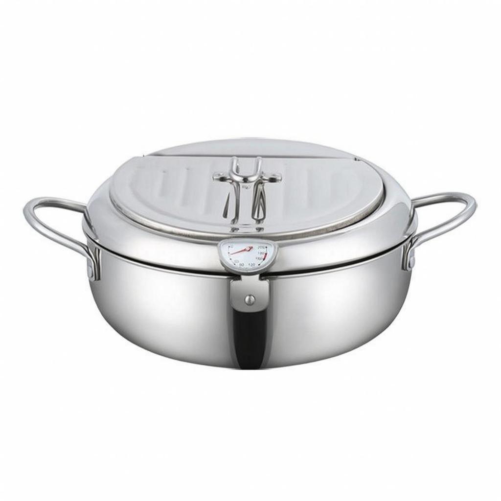 Frying Pot with Thermometer Uncoated Tempura Fryer Accurate for Home Cooks