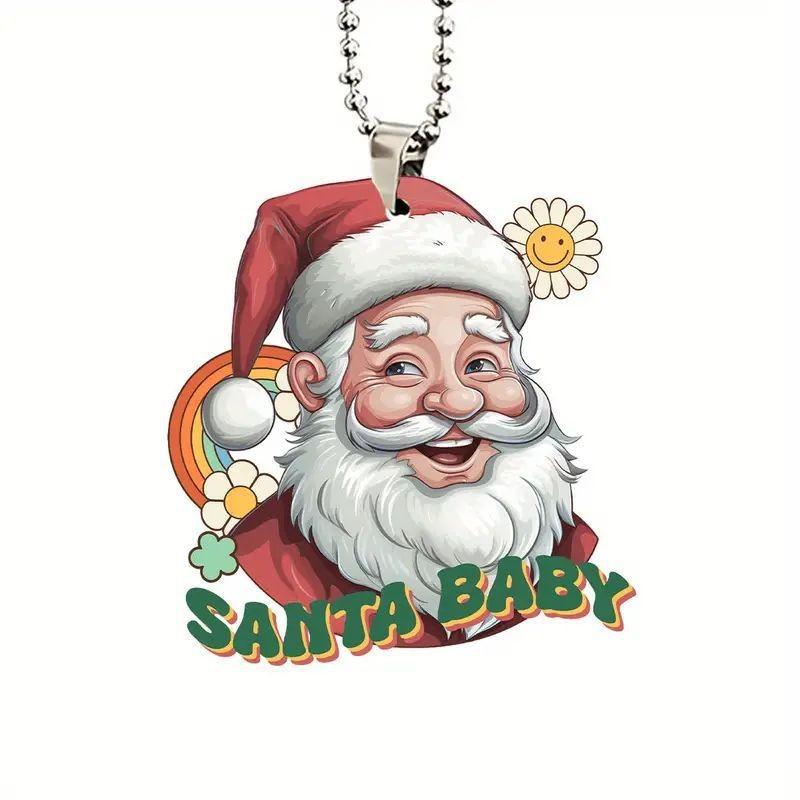 

Holiday Acrylic Unique Decoration For Car Rearview Mirror With Cartoon Christmas Design