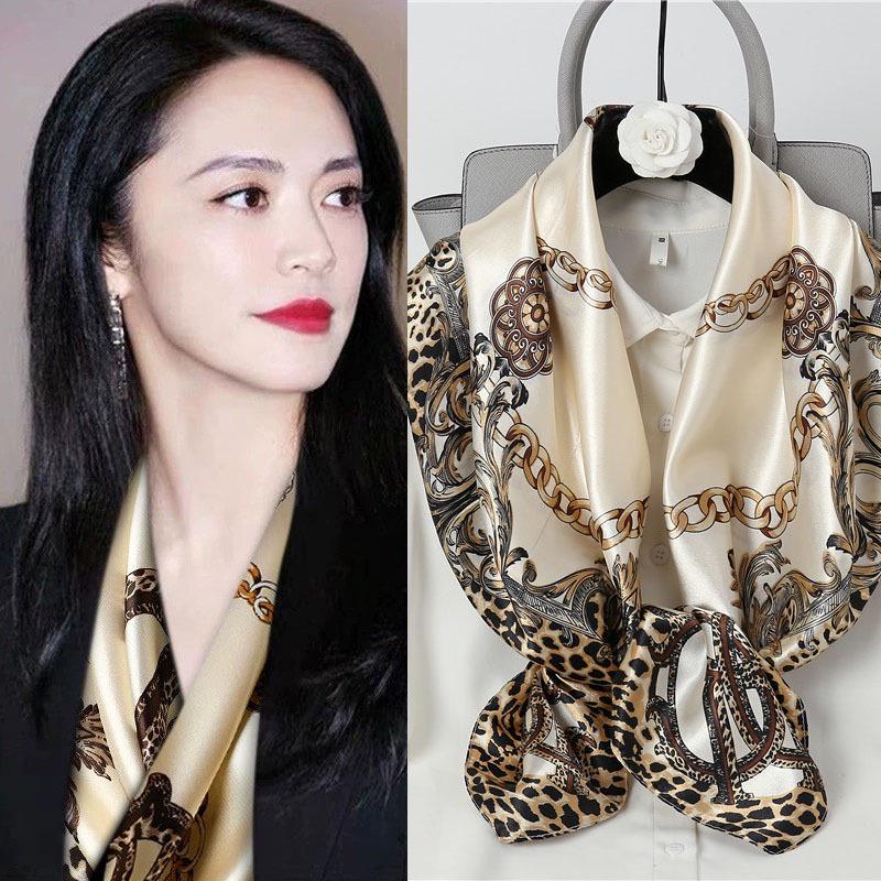 Women's Versatile Silk-Like Satin Scarf, Large Square Shawl for Spring & Autumn