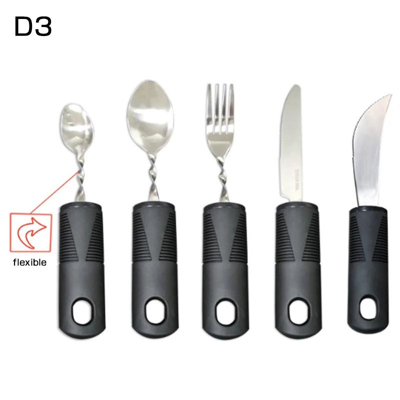 3/4/5Pcs/Set Elderly Adaptive Utensils Disabled Bendable Feeding Dinnerwares Parkinsons Self Training Spoon Fork Tableware