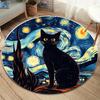 Cartoon Black Cat Round Area Rug,Carpet Rug for Living Room Bedroom Sofa Playroom Decor,Non-slip Floor Mat