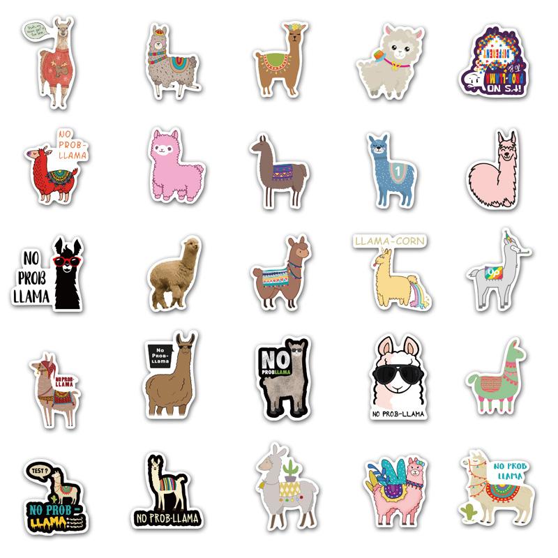 50Pcs Cute Cartoon Llama Alpaca Cute Kawaii Camel Sheep Animal Stickers For Kids Skateboard Case Bike Waterproof Stickers