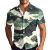 Men's Fashion Printed Satin Short Sleeve Shirt Top