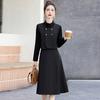 Fashion dress women's spring and autumn new temperament elegant age-reducing turtleneck skirt three-piece set
