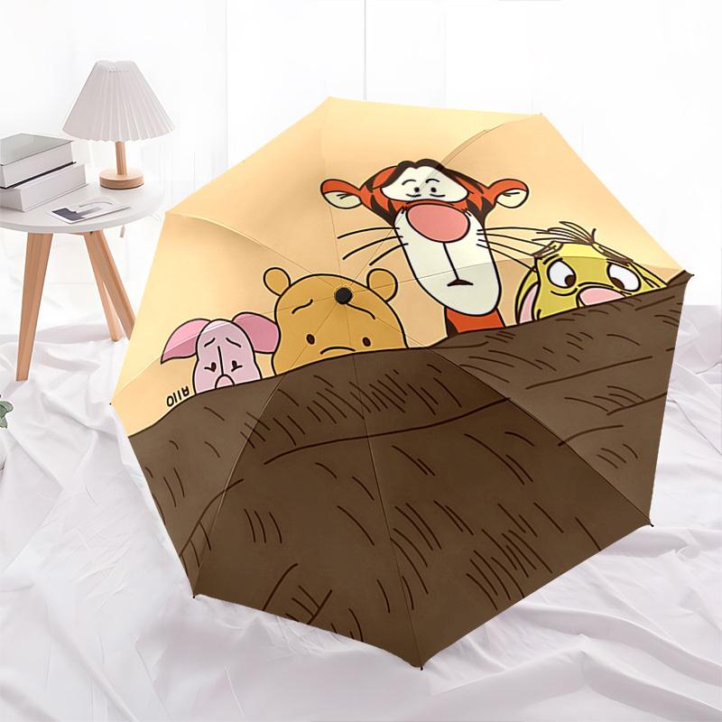 Winnie-the-Pooh Themed Automatic Opening and Closing Umbrella, Brightly Colored 8-rib Portable Umbrella, Suitable for Men and Women, A Perfe