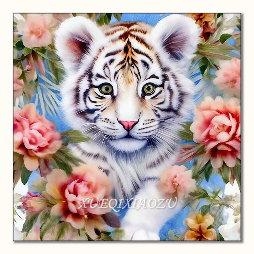5D Diamond Painting Animal Dog Tiger Cat Cross Stitch Mosaic Kits Home Decoration Wall Stickers DIY Handmade Gift