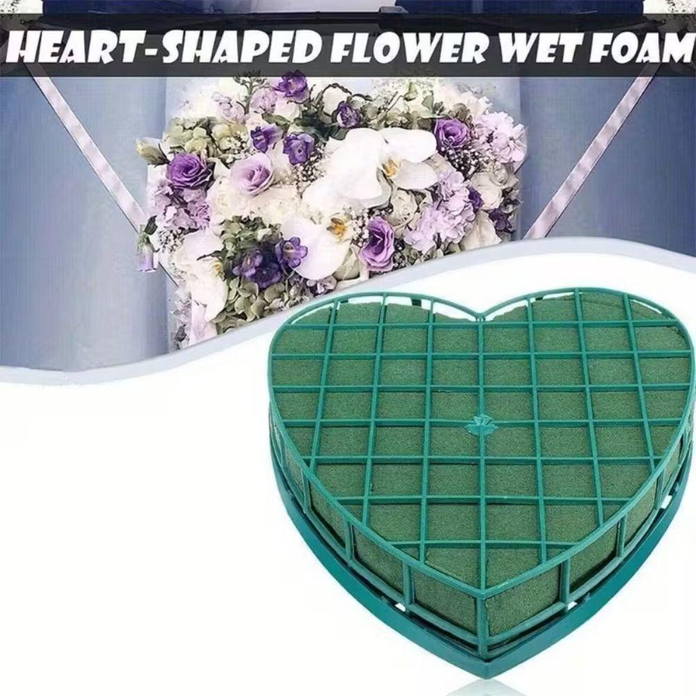 Green Color Floral Foam Blocks Heart Shaped Florist Sponge Flower Mud Vehicle Decoration