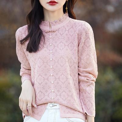 Spring and Autumn New Half-height Lace Collar Top Fashion Versatile Long Sleeve Bottom Shirt