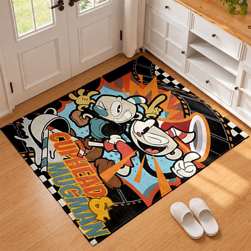 Cuphead Carpet Door Mat for Living Room or Bedroom Protective Mat Under Chair Office Decoration Christmas Gift Birthday Present