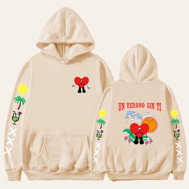 Un Verano Sin Ti Bad Bunny Inspired Hoodie Mens Cotton Blend Oversized Streetwear Sweatshirt Winter Casual Pullover