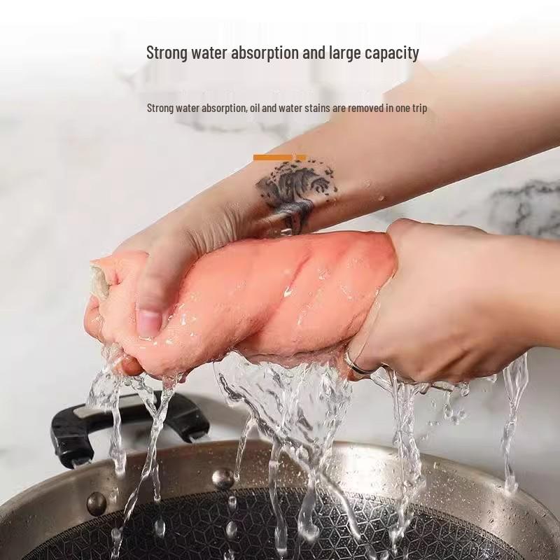 Thickened Coral Fleece Dishcloth - Oil-Free Stain Removal for Kitchen & Home Cleaning