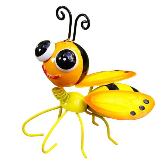 

Metal Bee Garden Statue Small Cute Bumble Bee Sculpture Outside Fence Lawn Yard Art Ornament for Garden Backyard Table Wall Decor A