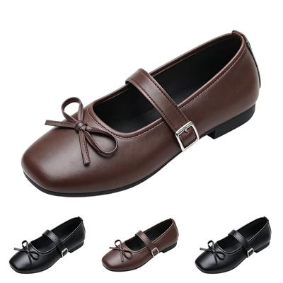 Mädchen Mary Jane Ballerinas Verstellbarer Schnallenriemen Quadratische Zehenpartie Ballett-Schuhe Leichte Bequeme Freizeit-Schuhe für den täglichen Gebrauch