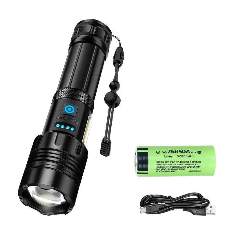 Powerful Rechargeable Led Flashlights Ultra Bright Tactical Torch Light Emergency Telescopic Zoom Light for Outdoor Camping Lamp