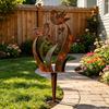2 Stück Vogel und Wildblume Metall Gartenstecker Vintage Rost Außenpflanzenstecker Dekorative Hofkunst für Terrasse Rasen Veranda Dekoration