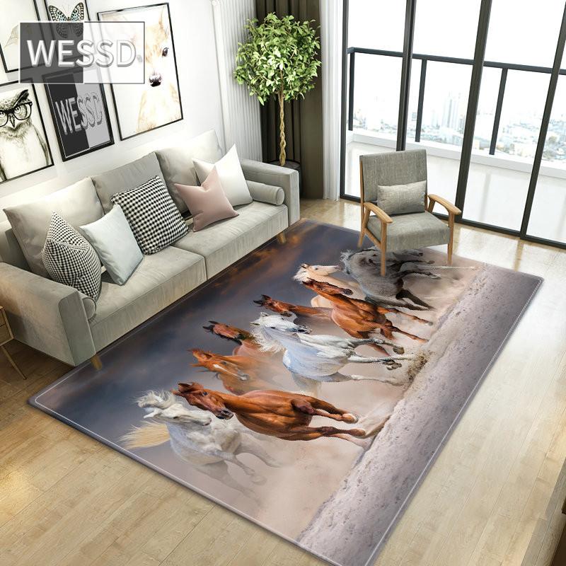Horse Carpet Living Room 3D Animal Sofa Carpet Large Mats Kitchen Anti-slip Water Absorption Sponge Mat For Bathroom Bedroom Rug