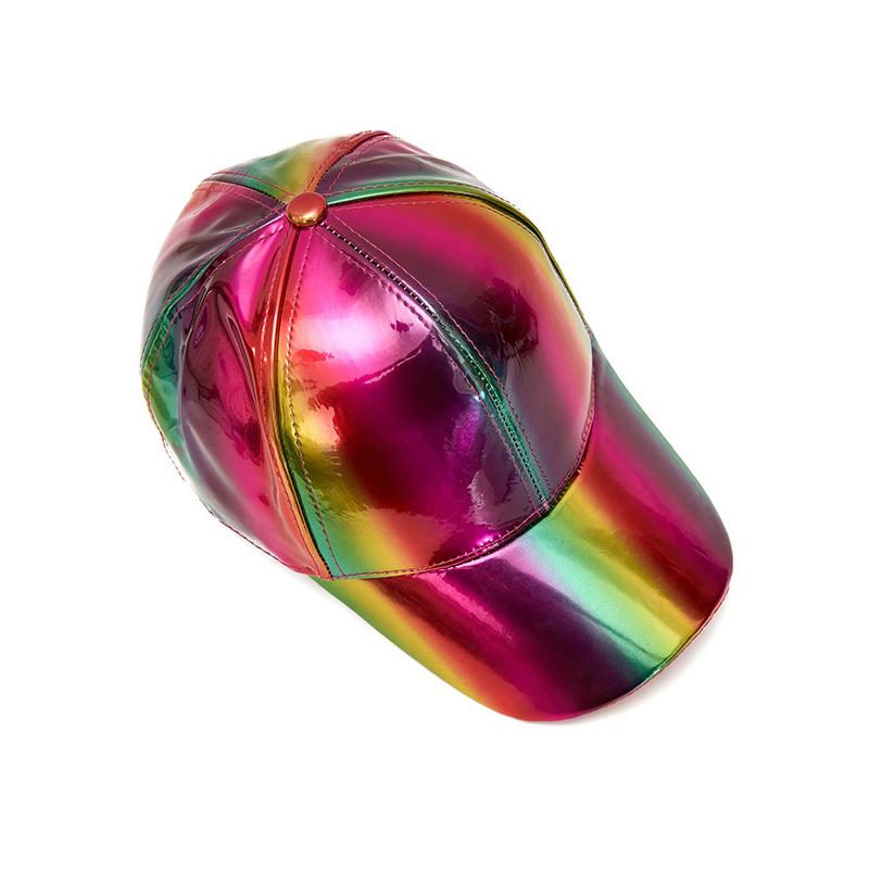 Holographic Rainbow Baseball Cap Shiny Metallic Snapback Hat for Men Women Party Festival